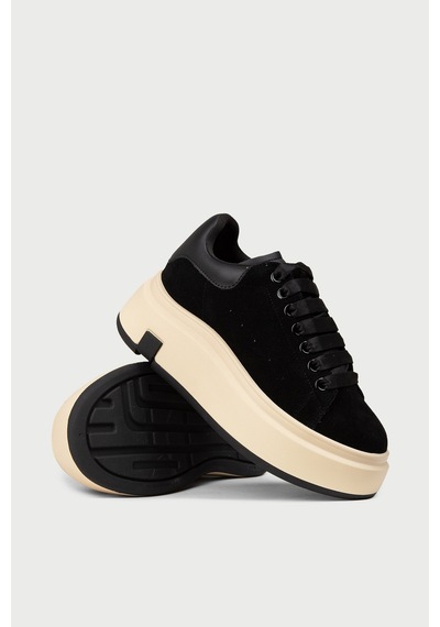 Deery Kadın Hakiki Süet Siyah Sneaker - 25361zsyhc01 Siyah