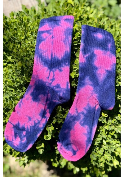 Lousocks Unisex Mor Batik Desenli Soket Spor Çorap