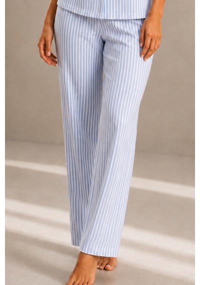 Kadın Kısa Kol Rahat Kalıp Şık Mavi Pijama Takımı