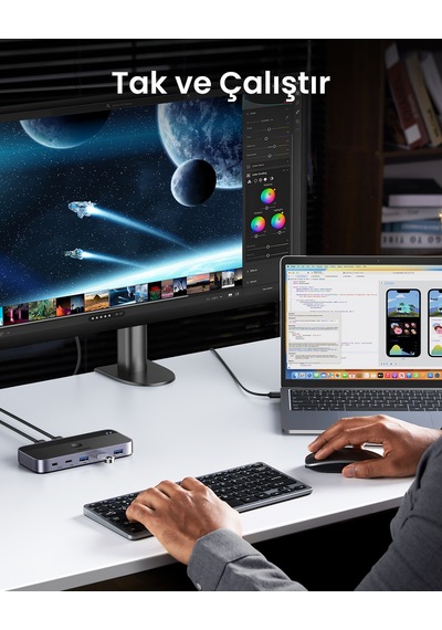 Ugreen Usb 3.0 2-in-4 Çift Ekran Paylaşımlı 5gbps 1xusbc, 4xusb-a Switch, 15705