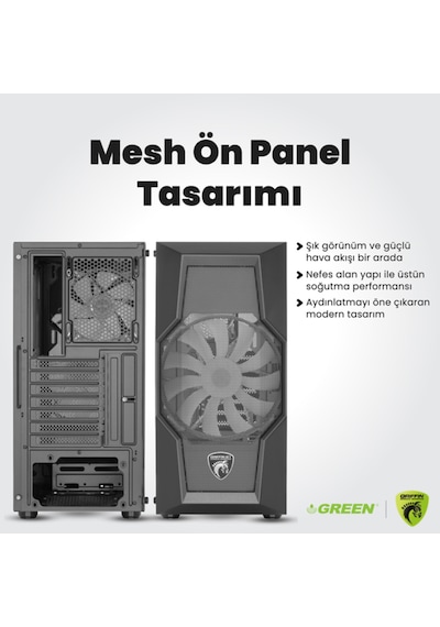 Green GRIFFIN G1 R5-5600X 16 GB 512 GB SSD RTX5060 Free Dos Oem Paket Masaüstü Oyuncu Bilgisayarı