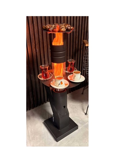 Füze Tipi Pelet Sobası Cam Soba Roket Soba Bahçe Cam Balkon Kış Bahçesi Cafe Kamp Tipi Tepsili Küçük