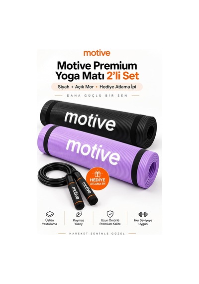 Yoga Ve Pilates Matı Seti, 2 Adet, 183 X 61 Cm, 10 Mm, Taşıma Askılı, Siyah Ve Açık Mor Genel