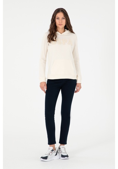 U.S. Polo Assn. Kadın Krem Basic Kapüşonlu Sweatshirt 50296931-VR071