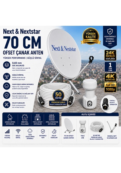 Next 70 Cm Uydu Seti Gold-111 Lnb + 50 M Kablo