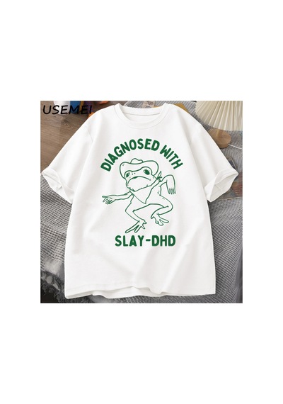 Tarzsokak Katlet-dhd İle Teşhis Kadın Erkek Pamuklu T-shirt Komik Seyahat Giyim Yaz Kurbağa Grafik Tshi 2813 Beyaz