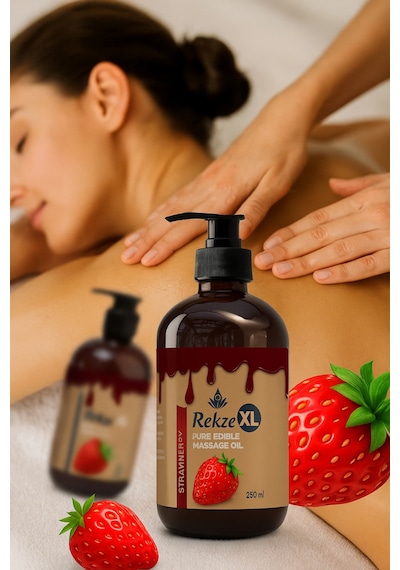 Masaj Yağı : 250ml Çilekli - Etkili- Yenilebilir - Aroma Terapi Ile Romantik Bir Deneyim - 503309669