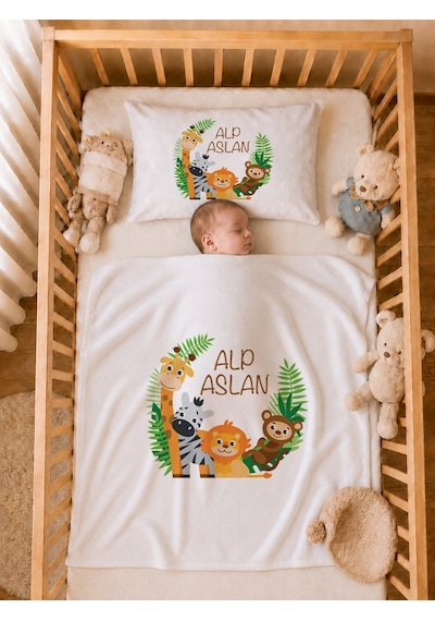 Pia Baby Erkek Bebek %100 Pamuk Hastane Çıkışı İsimli Battaniye Ve Yastık Kılıfı Tulum Seti 2006tyb0x Ekru