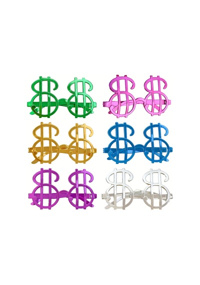 Dolar Şekilli Metalize Parti Gözlüğü 6 Adet "