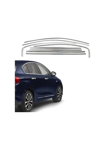r Fiat Egea Sedan 8 Parça Paslanmaz Krom Cam Çerçeve Çıtası Seti