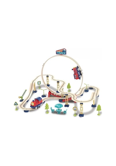Track City Tren Seti 75 Parça Looping Raylı Oyuncak Tren, Köprü Ve Aksesuarları İle Eğitici Set, 3+ Yaş