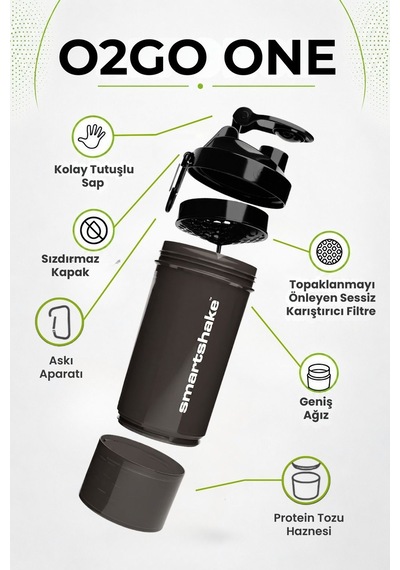 Smartshake Original2go One Serisi 800 Ml Siyah Protein Shaker