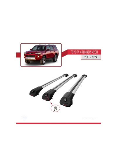Toyota 4runner N280 2010 Ve Sonrası İle Uyumlu Ace-1 Ara Atkı Tavan Barı Gri 3 Adet Bar