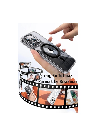 Joko - 886 - iPhone Uyumlu 14 Pro Kılıf Crystal Magsafe Kapak - Csmo-tex - - Siyah