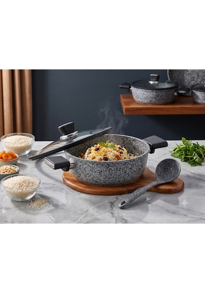 Silver Stone Ultra Güçlü Granit Basık Pilav Karnıyarık Tenceresi 30 Cm Diğer