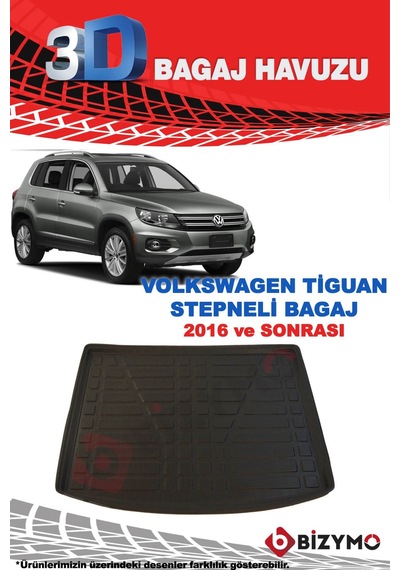 Volkswagen Tiguan Stepneli Üst 2016+ 3D Bagaj Havuzu Bizymo