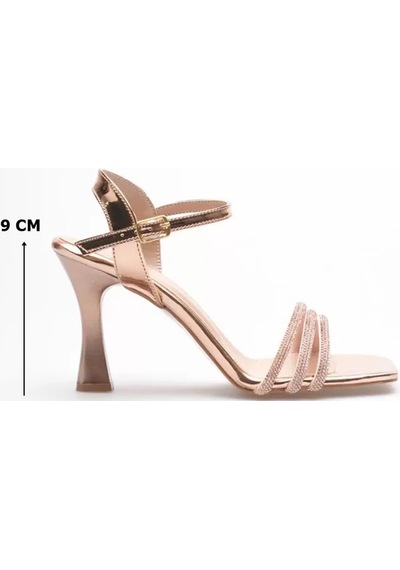 Trendella Rose Gold Taşlı İnce Topuklu Abiye Sandalet Tr20my15g Yeşil