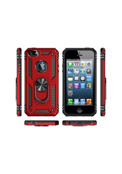 Apple Uyumlu iPhone 5S Yüzüklü Standli Vega Kilif Ekran Koruyucu 510330969