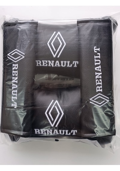 Renault Uyumlu Yeni Logo Beyaz Nakışlı Boyun Yastığı +emniyet Kemer Pedi Beyaz