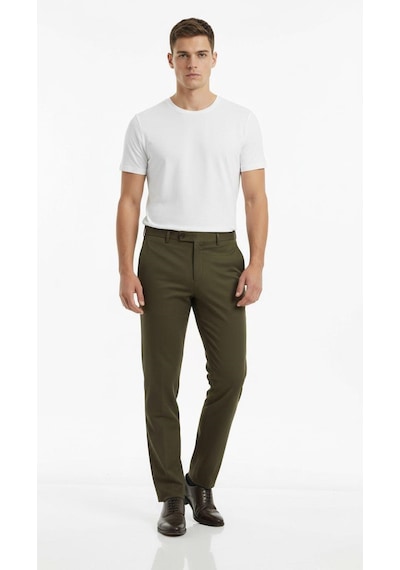 Plus Scorpion Erkek Slim Fit Klasik Kumaş Pantolon Dar Kesim, Günlük Ve Ofis Kullanımına Uygun Şık Tasarım Haki