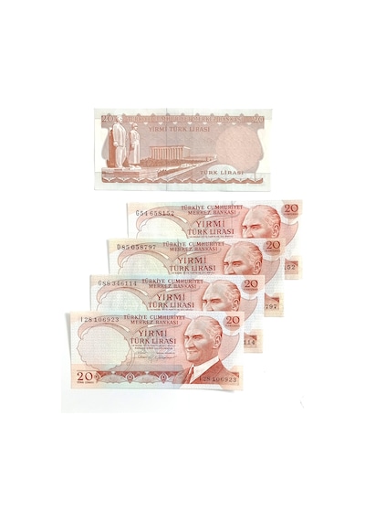 6. Emisyon 20 Türk Lirası. Eski Koleksiyon Kağıt Para.