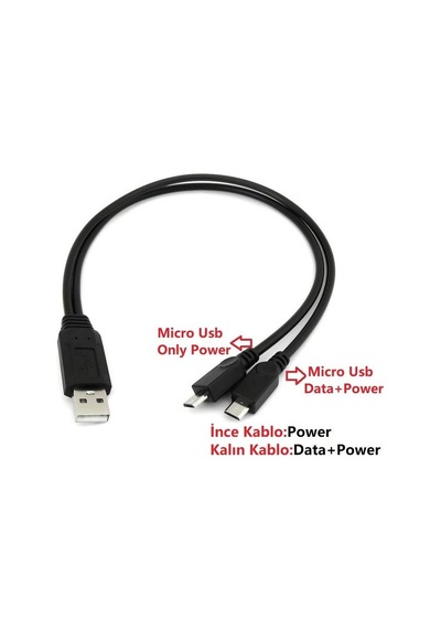 Micro Usb Y Kablo Data Power Çevirici Dönüştürücü Çoklayıcı Kablo