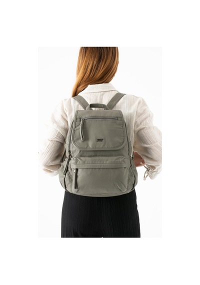 Baginn Y.s.deri Kadın Sırt Çantası Günlük Kullanıma Uygun Çok Cepli Yıkama Suni Deri 30 25 Cm Vegan Çanta Gri