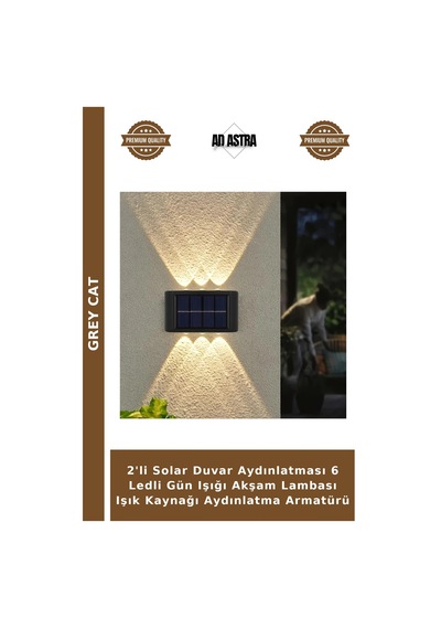 2'li Solar Duvar Aydınlatması 6 Ledli Gün Işığı Akşam Lambası Işık Kaynağı Aydınlatma Armatürü