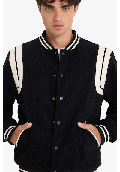 Defacto Su Geçirmez Regular Fit Kolej Yaka Bomber Çıtçıtlı İç Cepli Mont E9245ax25wnbk27 Siyah