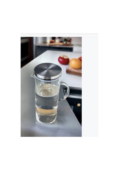 İnox Metal Kapaklı Borosilikat Cam 1500 Ml Sürahi Ateşe Isıya Dayanıklı Sürahi Şeffaf 598427690