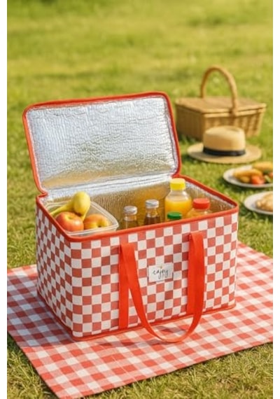 Termo Piknik Çantası Isı Korumalı 35 20 20 Cm 15 Lt Açık Bej