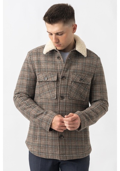 White Stone Aarau 58137 Slim Fit Kürklü Kaban Haki