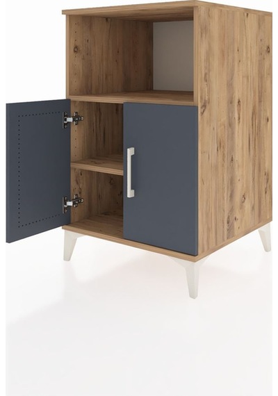 Kronos Komodin 2 Raflı 2 Kapaklı 60x59x96 Çam-antrasit Atlas Çam