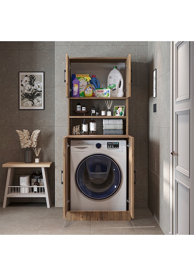 Çamaşır-kurutma Makinesi Dolabı Kapaklı Banyo Dolabı.55 Atlantik Çam Çamaşır-kurutma Makinesi Dolabı Kapaklı Banyo Dolabı.55 Atlantik Çam