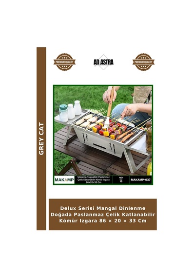 Delux Serisi Mangal Dinlenme Doğada Paslanmaz Çelik Katlanabilir Kömür Izgara 86 20 33 Cm Çok Renkli