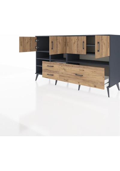Kronos Konsol 8 Raflı 3 Çekmeceli 4 Kapaklı 176x59x99 Antrasit-ça Antrasit-çam Kronos Konsol 8 Raflı 3 Çekmeceli 4 Kapaklı 176x59x99 Antrasit-ça Antrasit-çam