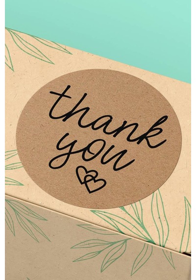 Kraft Kalpli Thank You Sticker 3x3cm St2337 Çok Renkli