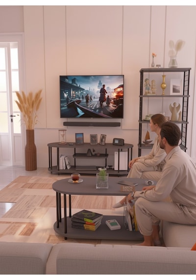 Salon Oturma Odası Takımı Metal Ayaklı Tv Ünitesi Kitaplık Orta Sehpa Avantajlı Mobilya Seti Antrasit Salon Oturma Odası Takımı Metal Ayaklı Tv Ünitesi Kitaplık Orta Sehpa Avantajlı Mobilya Seti Antrasit