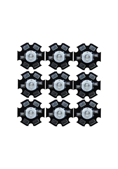 3W Uv Led 395-400Nm 10-15 Lumen 700 Mah 3.4-3.6V 20Mm Pcb Yıldız