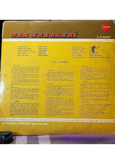 Kemal Gürses İdaresinde Saz Eserleri Vinyl, Lp