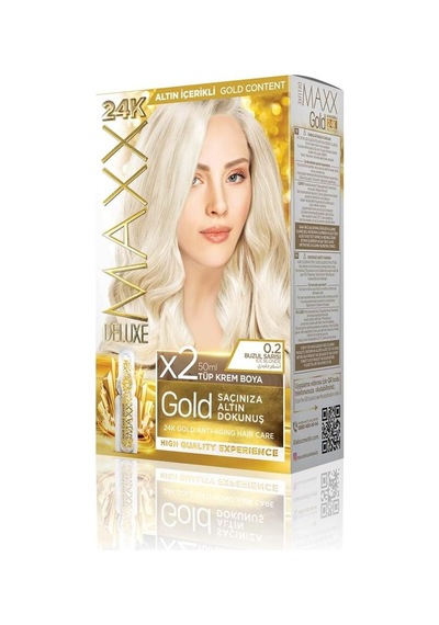 Serisi 24k Altın Parçacıklı Serum İle 1 Kutu 2 X 50 Ml Ve Geliştiriciler Saç Boyası Buzul Sarısı 0.2