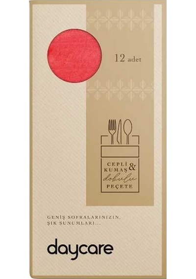 Kumaş Dokulu Premium Peçete: Sofralarınızda Kumaş Şıklığı, Kağıt Pratikliği 12'li Kırmızı