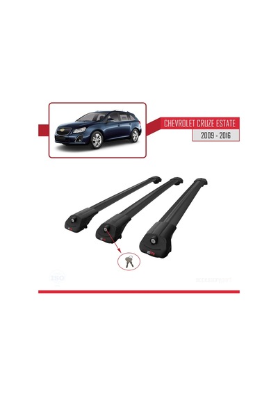 Chevrolet Cruze 2009-2016 Arası İle Uyumlu Ace-1 Ara Atkı Tavan Barı Siyah 3 Adet Bar