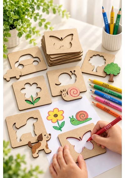 Kk Swords Montessori Çocuklar Boyama Eğitici Ahşap Şablonlar Yap Boz Oyuncak