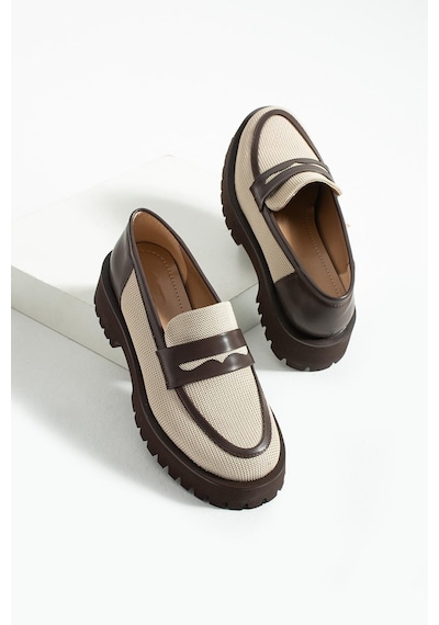 Kadın Yüksek Taban Günlük Loafer Vela - Bej Ve Kahverengi Bej Ve Kahve