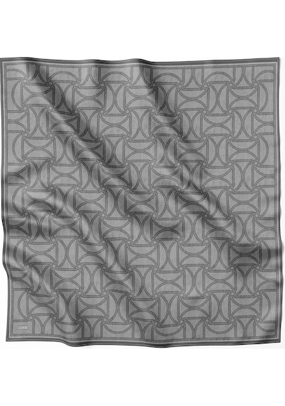 BELLİ Geometrik Desen İpek Twill Eşarp 4221d01 Gri