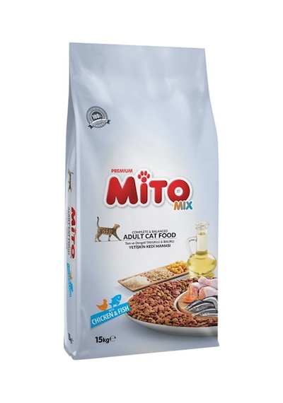 Mito Mix Tavuklu ve Balıklı Yetişkin Kedi Maması 15 KG