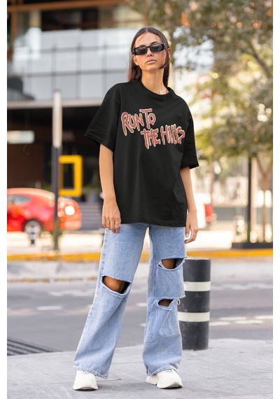 Sevbano Iron Maiden Run To The Hills Sırt Baskılı Unisex Oversize Rock Me Siyah