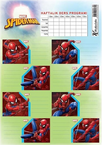 Keskin Color Okul Etiketi Spider Man Ders Proğramlı 3 Lü Diğer