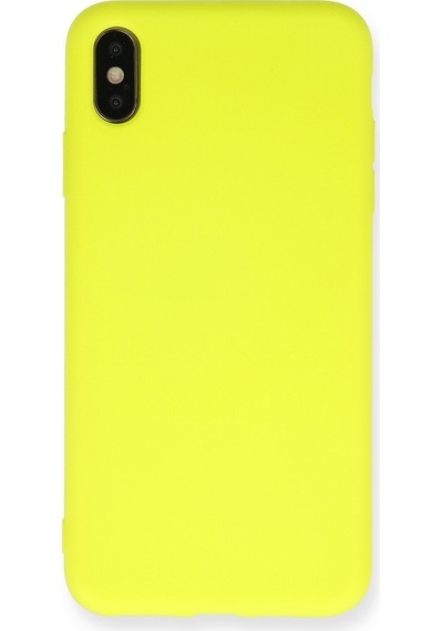 Newface - 481 - Apple iPhone Uyumlu Xs Max Kılıf Nano İçi Kadife Silikon - Csmo-tex - - Sarı